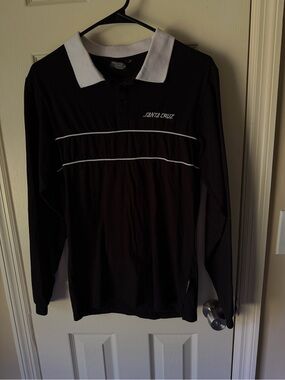 Santa Cruz Skateboards Black Long-Sleeve Polo with White Collar